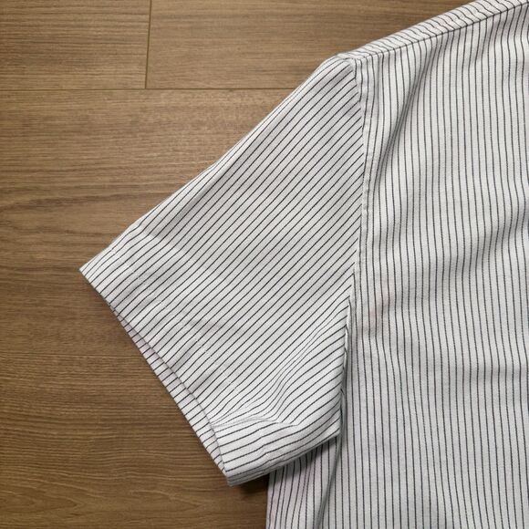 Donut Racing USA Shirt Mens M Striped Button Down Short Sleeve Workwear Style - Picture 6 of 11